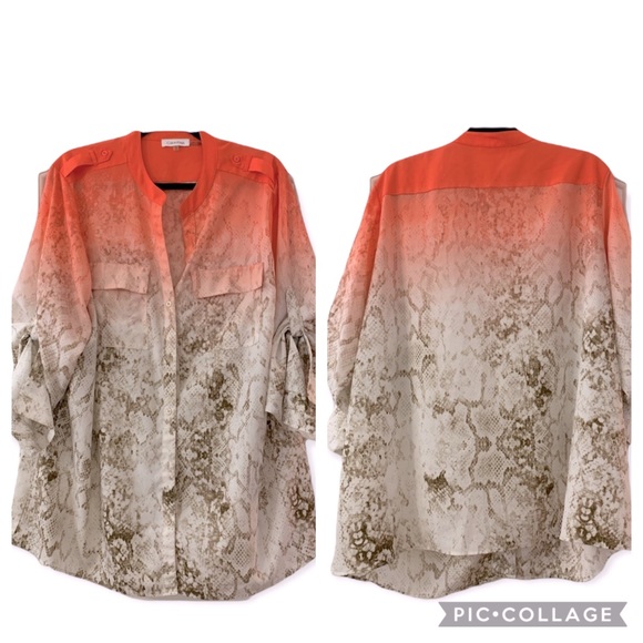 Calvin Klein Plus Size Snake-Print Blouse - Picture 1 of 6